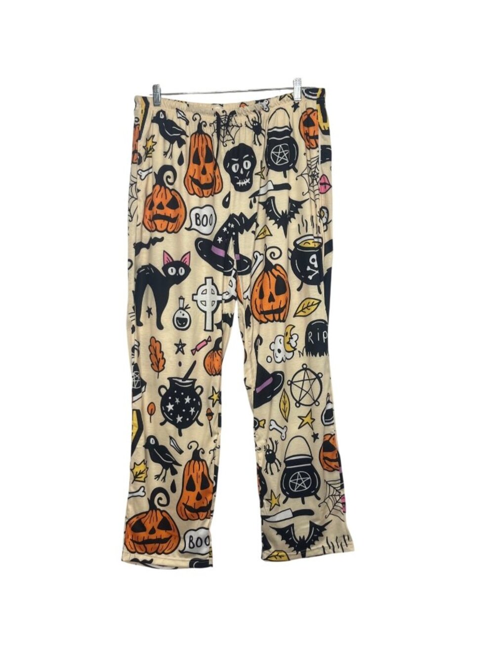 Halloween Themed Lounge Pants Pajama Unisex 2XL Yellow New WOT Spooky